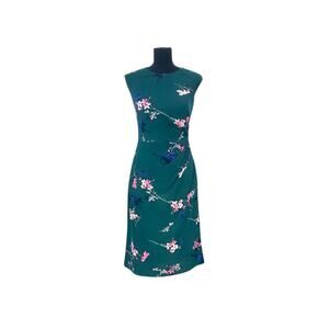 Eliza J Green Floral Asymmetric Sheath Dress - Size 2